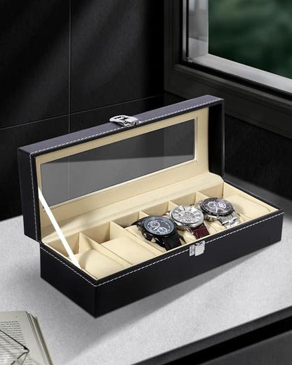 6 Slot Leather Watch Display Case