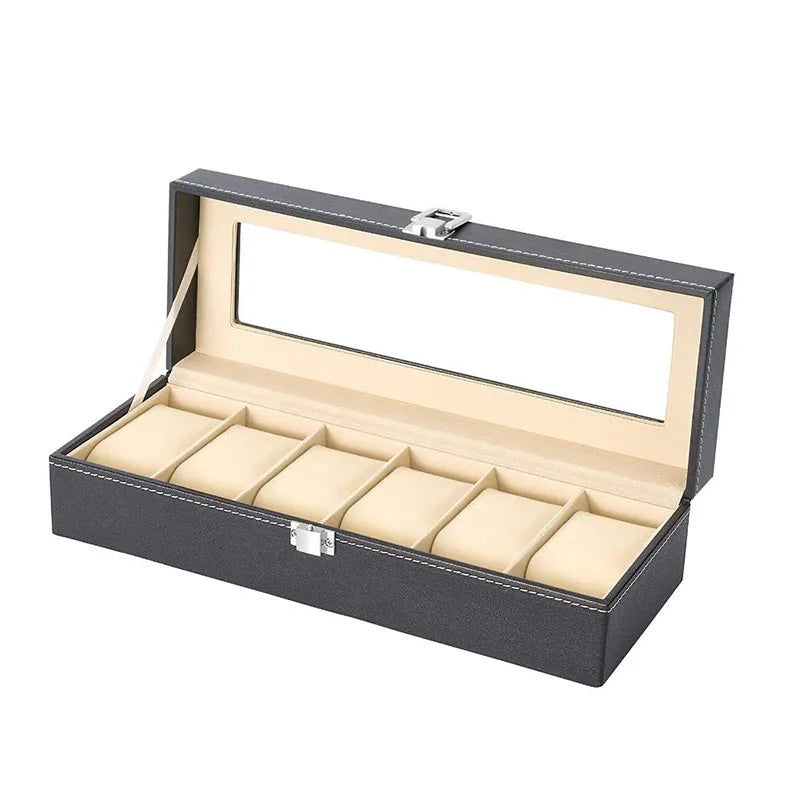 6 Slot Leather Watch Display Case