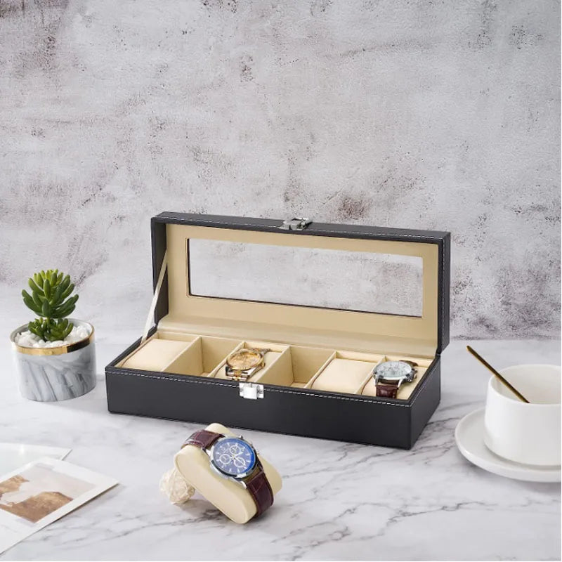 6 Slot Leather Watch Display Case